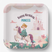 Dreamy Princess Riding Unicorn Square Papierplatte Pappteller (Vorderseite)