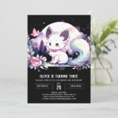 Dreamy Printable Cat Birthday Einladung (Stehend Vorderseite)