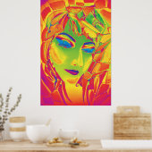 Dreamy Psychedelic Utopian Girl Poster (Küche)