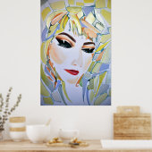 Dreamy Psychedelic Utopian Girl Poster (Küche)