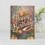 Dreamy Pumpkin Herbstfall glücklich Geburtstag Karte (Stehend Vorderseite)