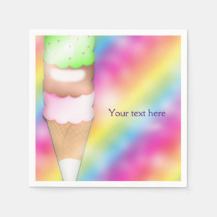 Dreamy Rainbow Ice Cream Birthday Party Napkins Serviette