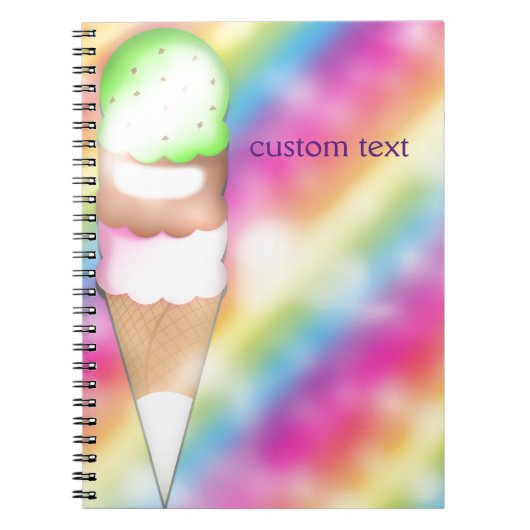 Dreamy Rainbow Ice Cream Scoop Notebook Journal Notizblock (Vorderseite)