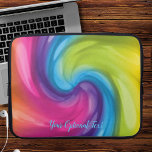 Dreamy Rainbow Swirl Laptopschutzhülle<br><div class="desc">Dieser Wirble gemusterte Laptop-Ärmel in kräftigen Farben ist für Ihren Namen oder andere personalisierte Texte (optional) bereit. Wählen Sie aus drei Größen.</div>
