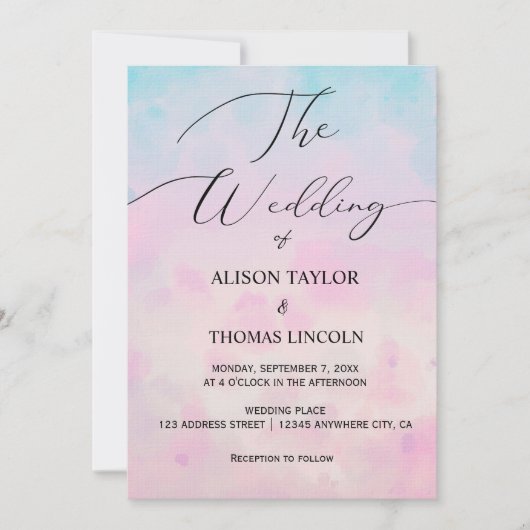 Dreamy Rainbow Unicorn Aquarell Einladung (Vorderseite)