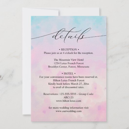 Dreamy Rainbow Unicorn Aquarell Einladung (Rückseite)