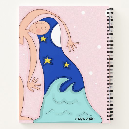 Dreamy Reading Illustration Spiral Notebook Notizblock (Rückseite)