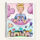 Dreamy Reading Illustration Spiral Notebook Notizblock (Vorderseite)