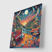 Dreamy Riverfront Harmonie Quadratische Wanduhr (Winkel)