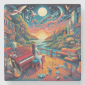 Dreamy Riverfront Harmonie Steinuntersetzer (Vorderseite)