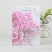 Dreamy Romantic Pink Peonies Floral Brautparty Einladung (Stehend Vorderseite)