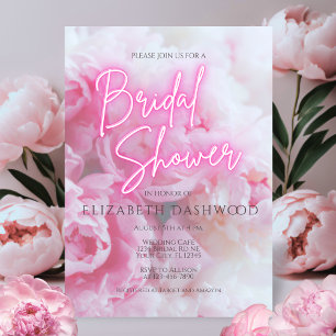 Dreamy Romantic Pink Peonies Floral Brautparty Einladung