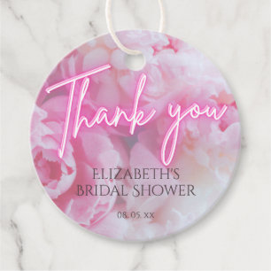 Dreamy Romantic Pink Peonies Floral Brautparty Geschenkanhänger