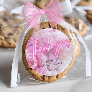 Dreamy Romantic Pink Peonies Floral Brautparty Runder Aufkleber