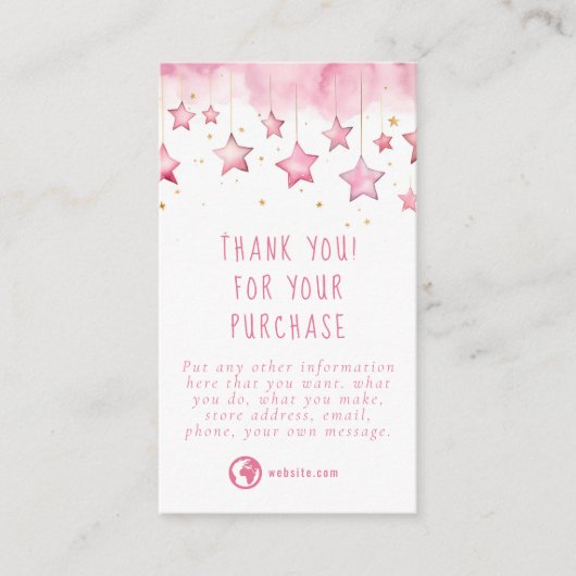 Dreamy rosa Sterne Vielen Dank Begleitkarte (Vorderseite)
