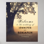 Dreamy Rustic Tree Lights Wedding Willkommenszeich Poster (Vorne)