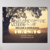 Dreamy Rustic Tree Lights Wedding Willkommenszeich Poster (Vorne)