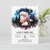 Dreamy Safari Lion Birthday Einladung (Stehend Vorderseite)