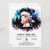 Dreamy Safari Lion Birthday Einladung (Vorne/Hinten)