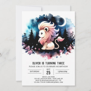 Dreamy Safari Lion Birthday Einladung