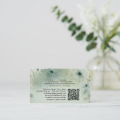 Dreamy Sage Green & Gold Watercolor QR Code Visitenkarte (Stehend Vorderseite)