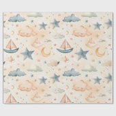Dreamy Sailboats & Stars Wrapping Paper Geschenkpapier (Flach)