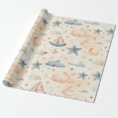 Dreamy Sailboats & Stars Wrapping Paper Geschenkpapier (Ungerollt)