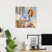 Dreamy sanfte Rothaarfrau in sanften Farben Poster (Heimbüro)