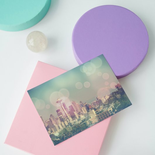 Dreamy Seattle Skyline und Space Needle Postkarte