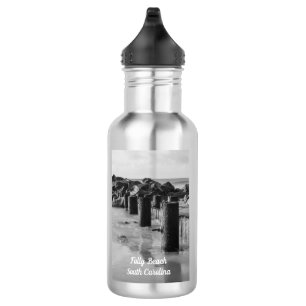 Dreamy Seawall Graustufen Wasserflasche