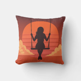 Dreamy Silhouette Girl - Moody Aesthetic Art Kissen
