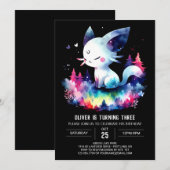 Dreamy Simple Cat Birthday Einladung (Vorne/Hinten)