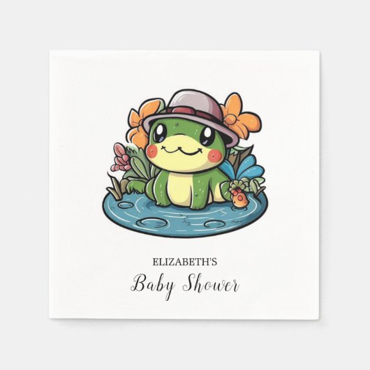 Dreamy Simple Frog Baby Shower Serviette (Vorderseite)