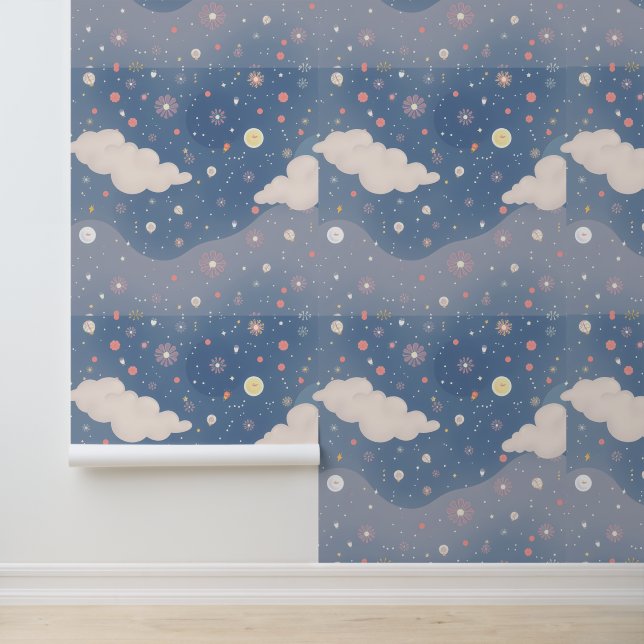 Dreamy Skies: Whimsisches Nachtblühen Tapete (Anwendung)