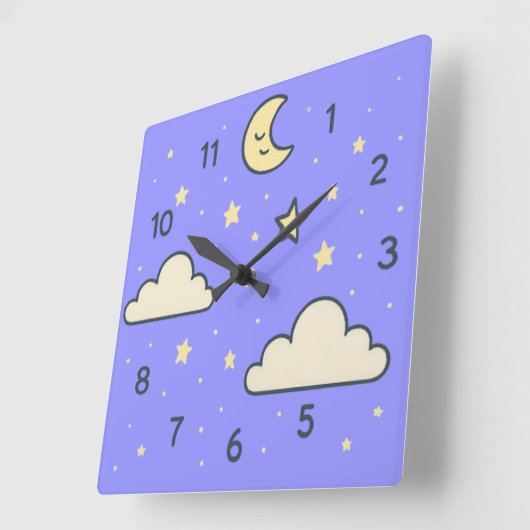 Dreamy Sky - Baby Room Wall Clock Design Quadratische Wanduhr (Winkel)