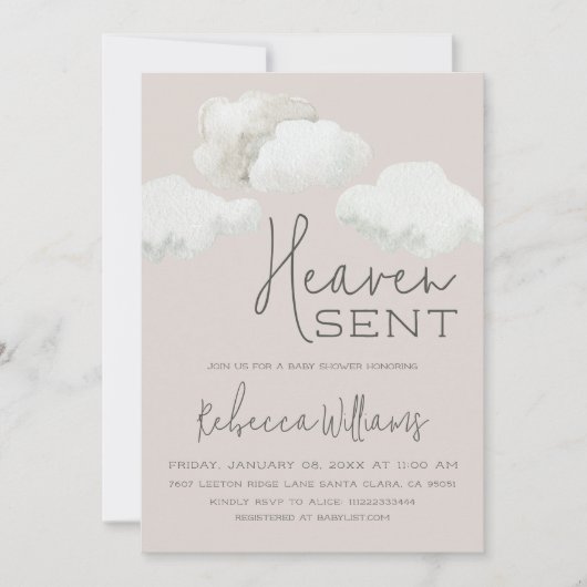 Dreamy Sky Heaven geschickt Gender Neutral Baby Du Einladung (Vorderseite)