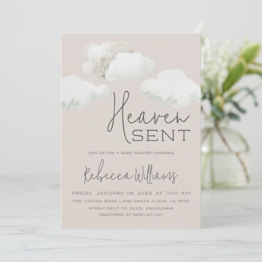 Dreamy Sky Heaven geschickt Gender Neutral Baby Du Einladung (Stehend Vorderseite)