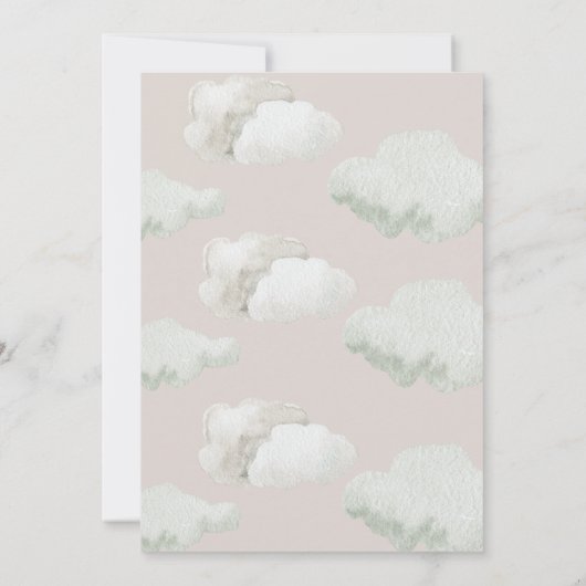 Dreamy Sky Heaven geschickt Gender Neutral Baby Du Einladung (Rückseite)