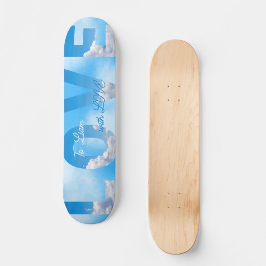 Dreamy Sky LOVE Typography Romantic Skateboard (Vorderseite)