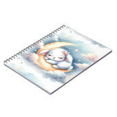 Dreamy Sleeping Bunny on Moon Notebook Notizblock (Linke Seite)