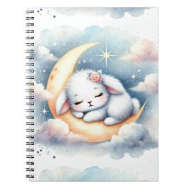 Dreamy Sleeping Bunny on Moon Notebook Notizblock