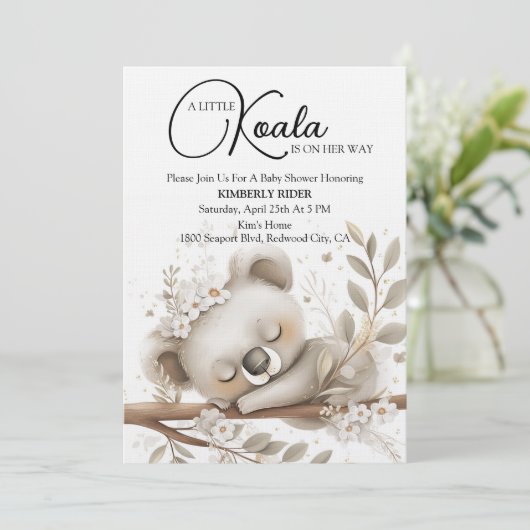 Dreamy Sleeping Koala Einladung (Stehend Vorderseite)