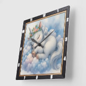 Dreamy Sleeping Unicoron Cloud Quadratische Wanduhr (Winkel)