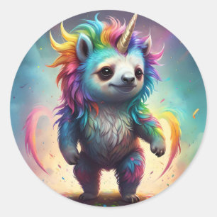 Dreamy Slothicorn: Eine Rainbow Baby Fantasy, Runder Aufkleber