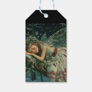 Dreamy Snow Fairy mit Flügeln in Forest Winter Geschenkanhänger