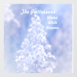 Dreamy Snow White Christmas Pine Trees Valley Fensteraufkleber