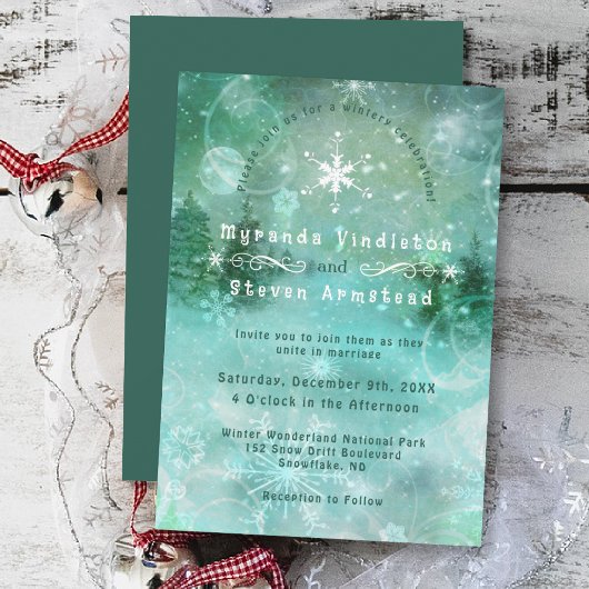 Dreamy Snowy Forest Winter Wonderland Wedding Einladung