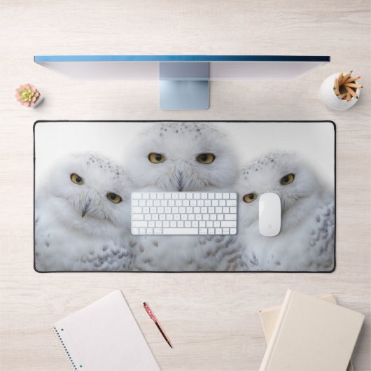Dreamy Snowy Owls Familie Funny nach Hoot Schreibtischunterlage (Büro 1)