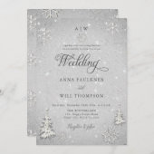 Dreamy Snowy Winter Wunderland Schneeflocken Hochz Einladung (Vorne/Hinten)