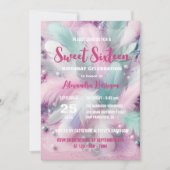 Dreamy Soft Pastel Feathers Sweet 16 Geburtstag Einladung (Vorderseite)